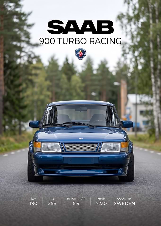 Saab 900 Turbo Racing Poster