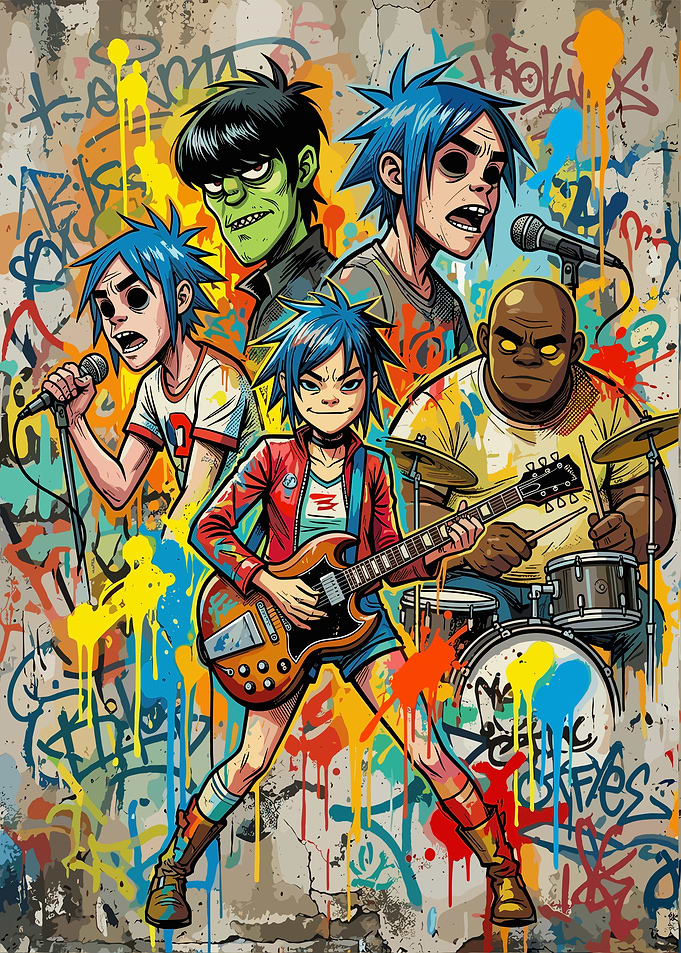 Gorillaz Band Graffiti Art Poster