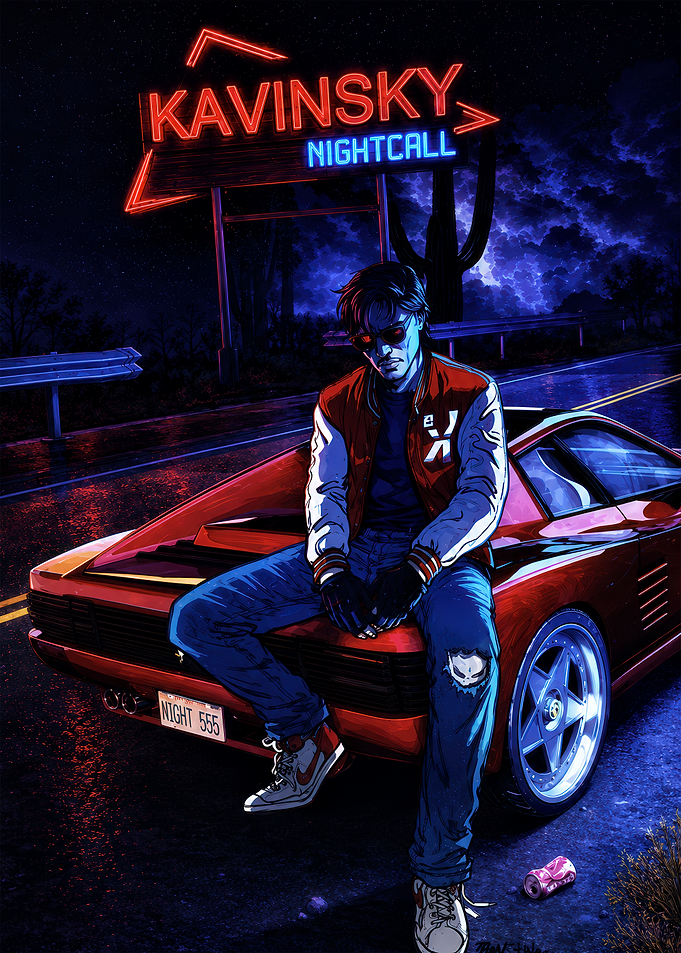 Kavinsky Nightcall Retro Synthwave Poster