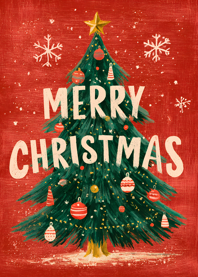 Merry Christmas Tree Illustration