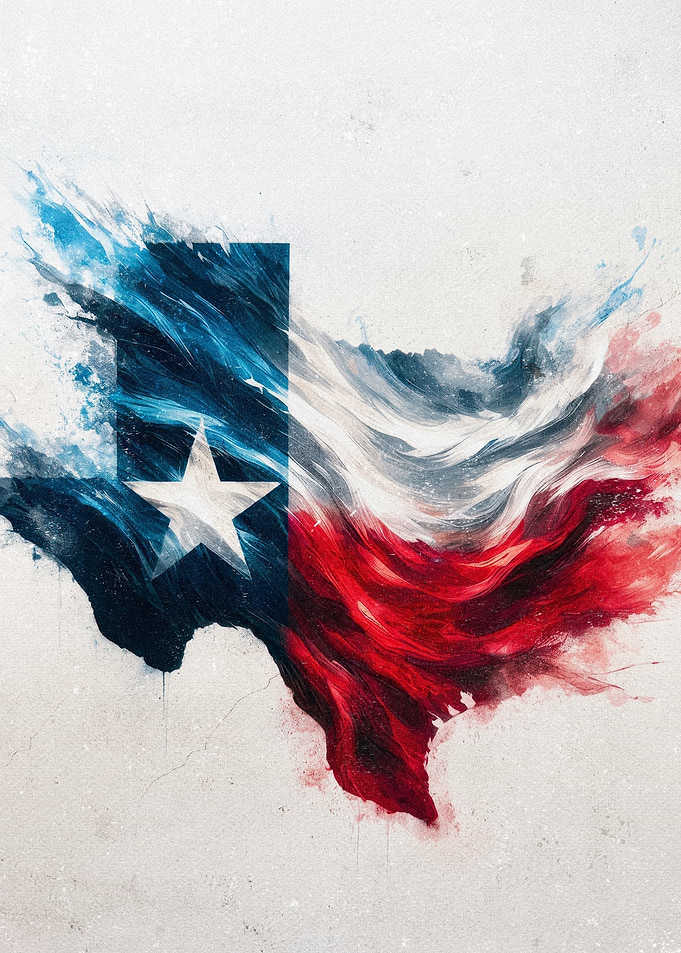Abstract Texas Flag Map Art