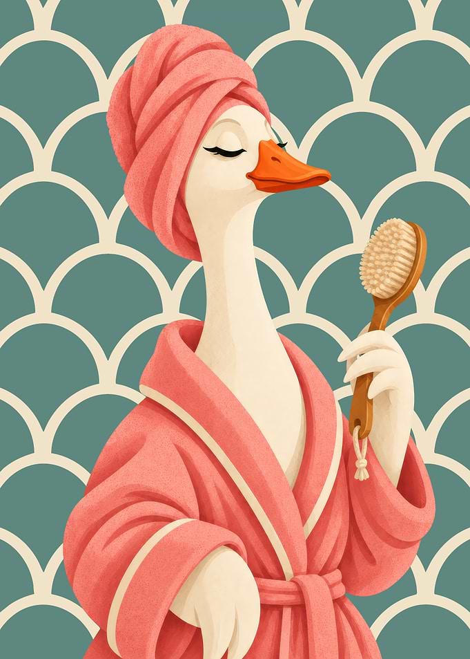 Goose Bathroom Wall Art – Funny Spa Goose Poster