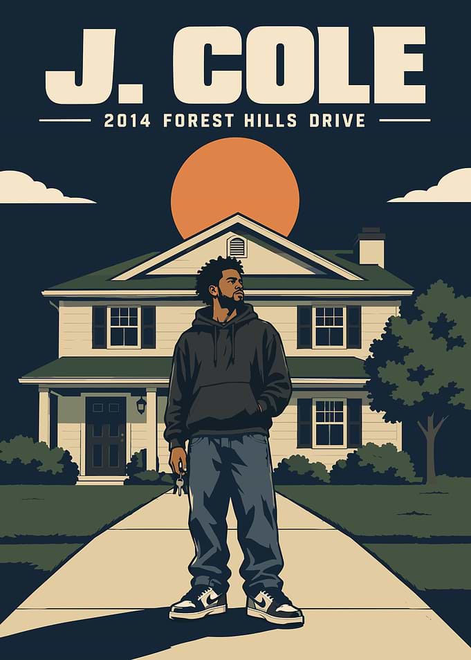 J. Cole 2014 Forest Hills Drive Poster