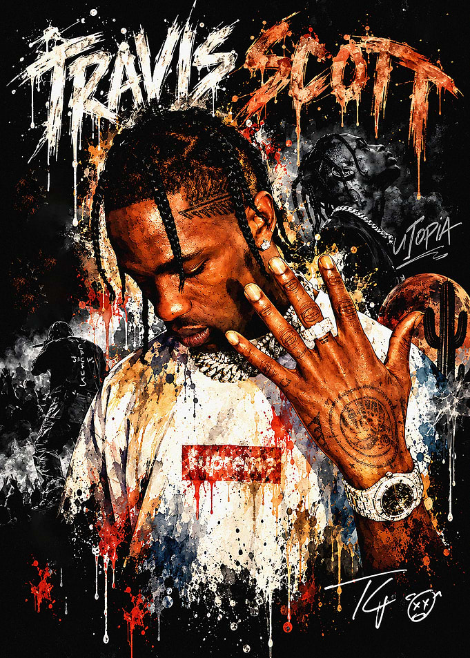 Travis Scott Artistic Portrait Poster