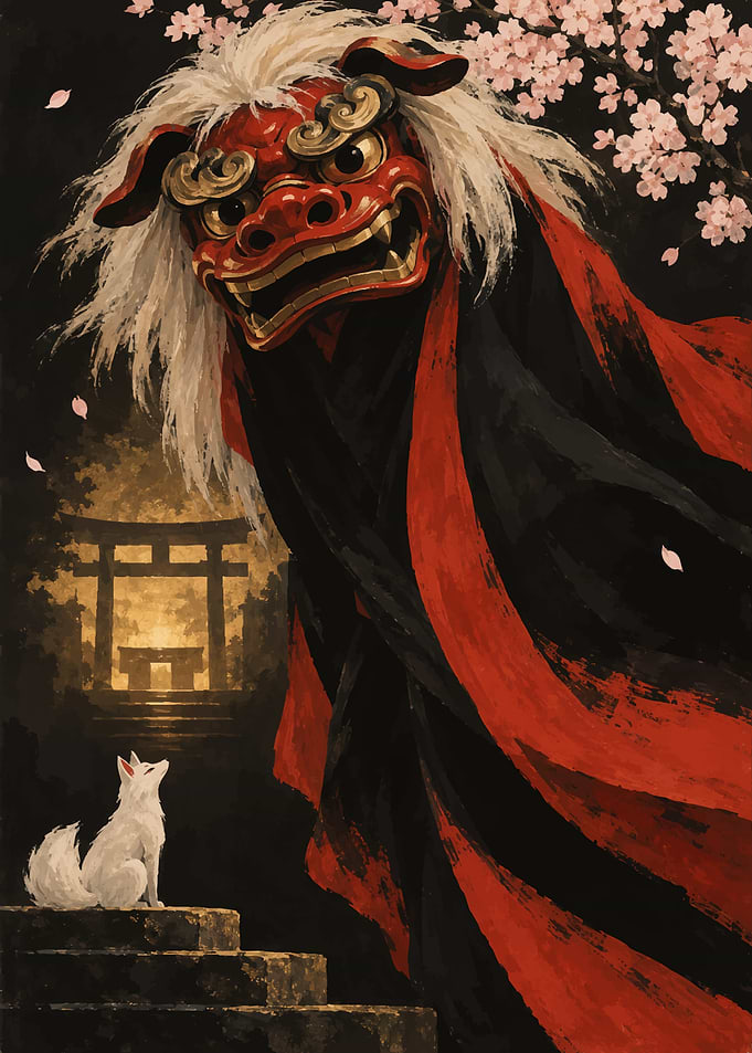 Shishi Lion and White Fox