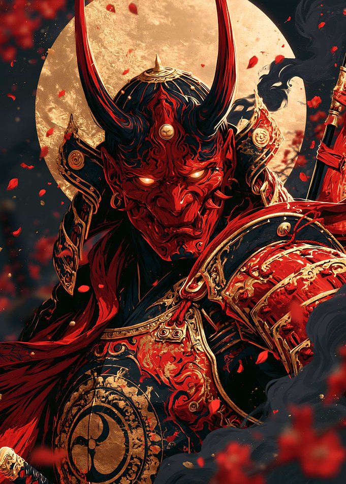 Red Oni Samurai Warrior Demon