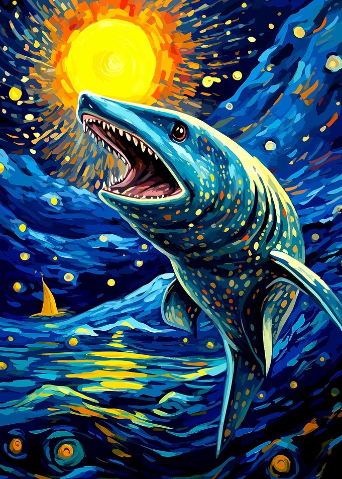Van Gogh Style Shark Painting