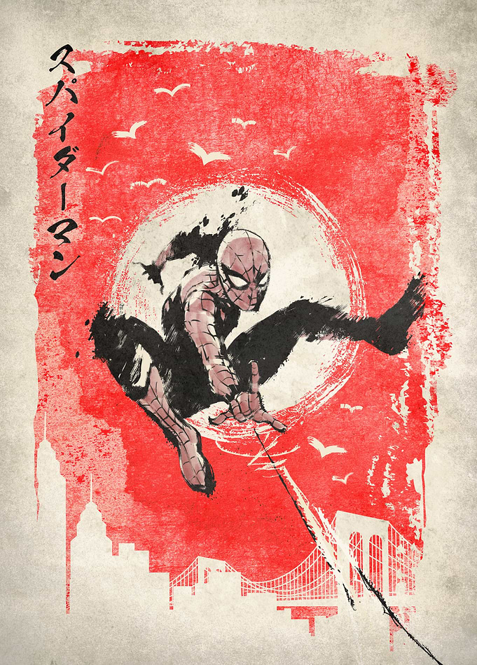 Spider-Man - Japanese Sumi-e Ink Inspired