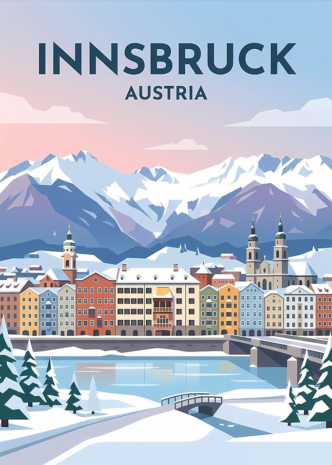 Innsbruck Austria Winter Travel Poster