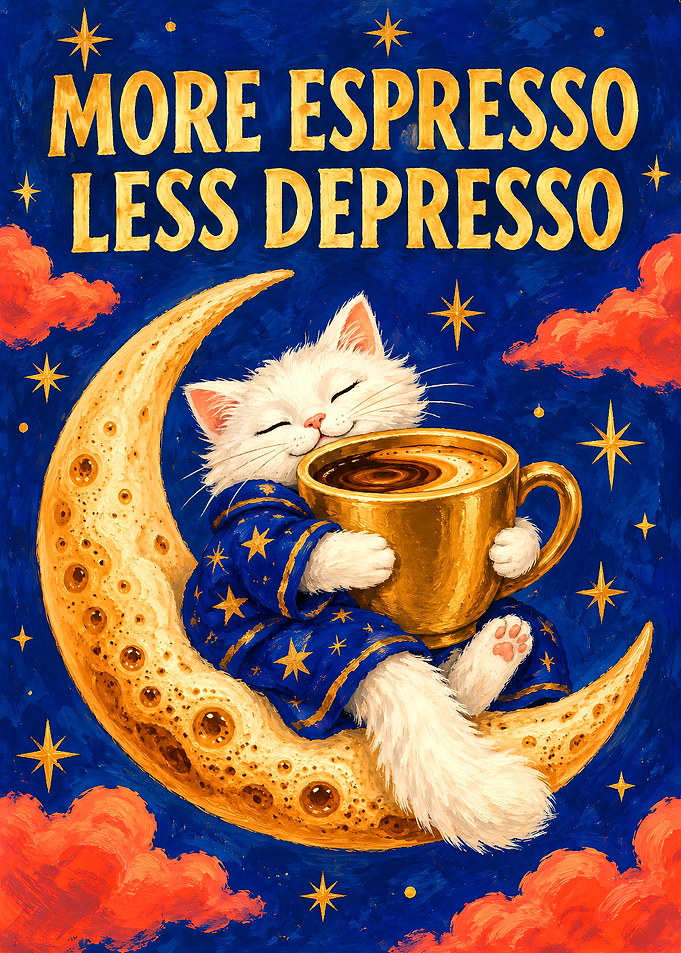 More Espresso Less Depresso Cat Art