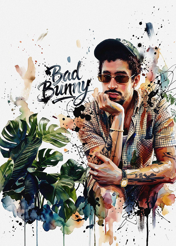 Bad Bunny Portrait Art