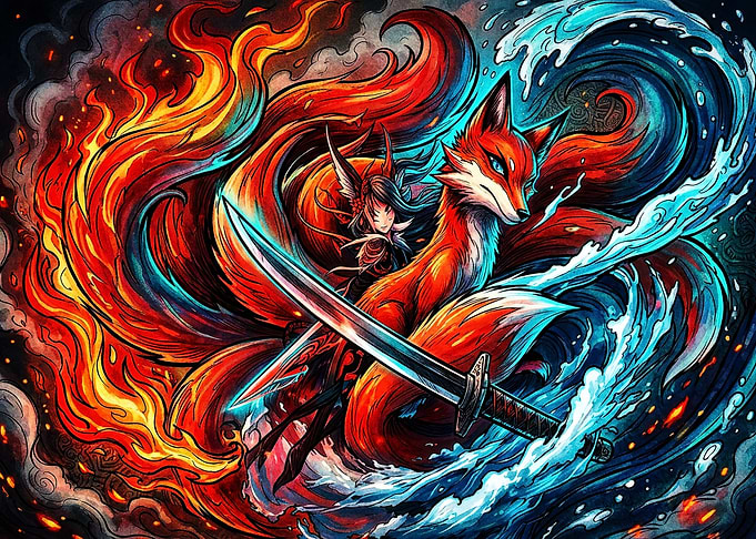 Nine-Tailed Fox and Samurai Warrior