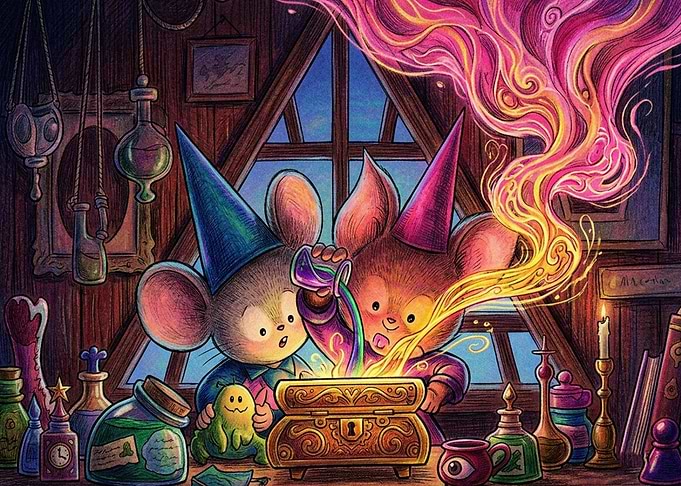 Two Wizard Mice Brewing Magic