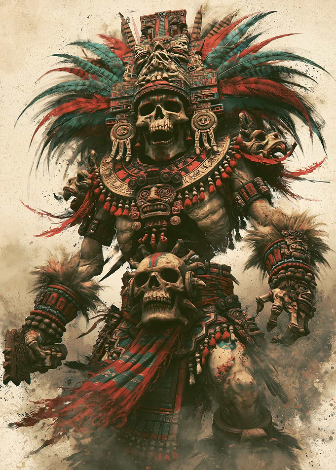 Aztec Skeleton Warrior in Ceremonial Regalia
