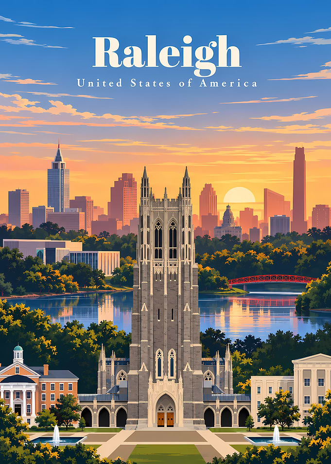 Raleigh North Carolina Travel Poster
