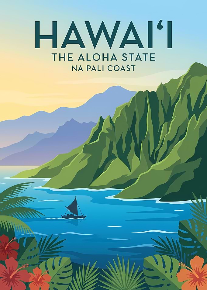 Hawai'i Na Pali Coast Travel Poster