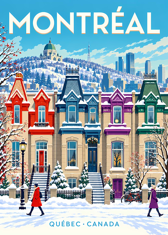 Montreal Winter Cityscape Travel Poster