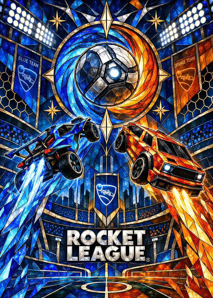 Rocket League Stained Glass Poster