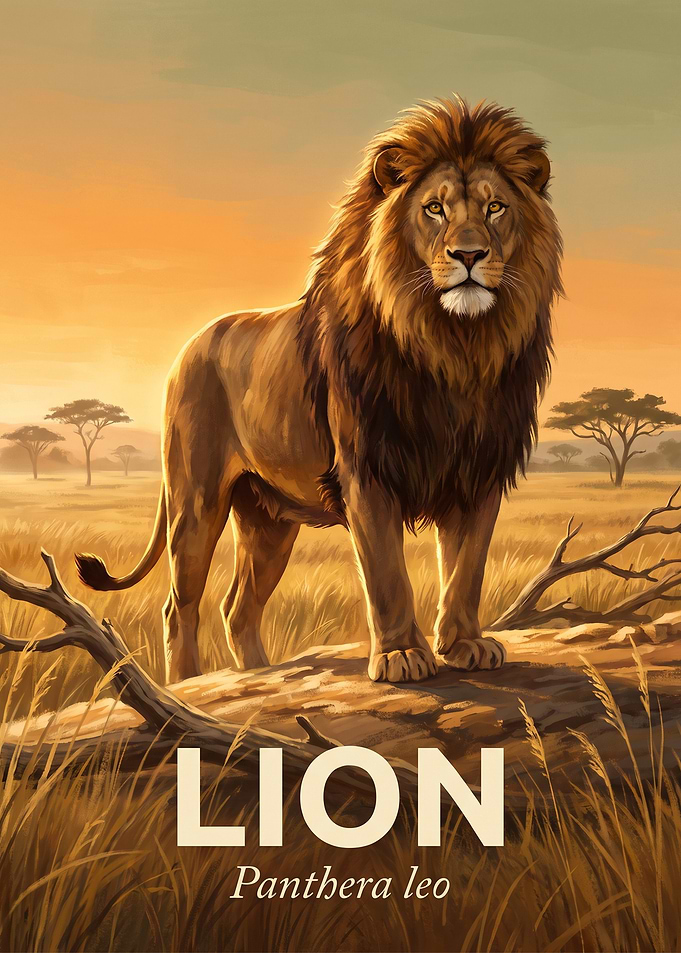 Majestic Lion in African Savannah