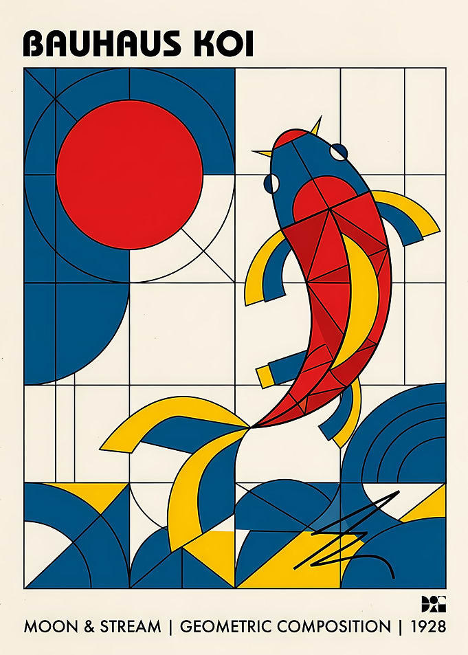 Bauhaus Koi Geometric Art Poster