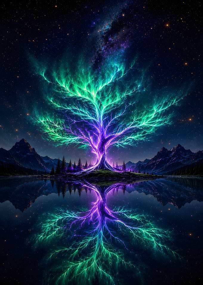 Glowing Cosmic Tree of Life