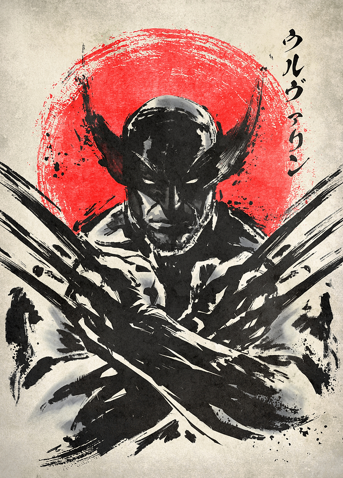 Wolverine - Japanese Sumi-e Ink Inspired