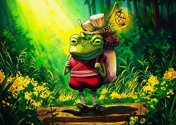 Traveling Frog Adventurer in Forest