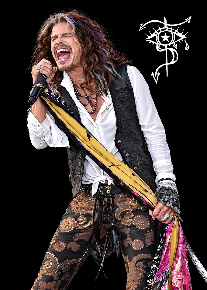 Steven Tyler Singing Performance Portrait