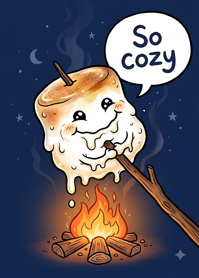 Cute Toasted Marshmallow by Campfire