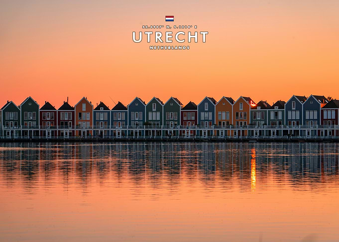 Utrecht Netherlands Sunset Waterfront View
