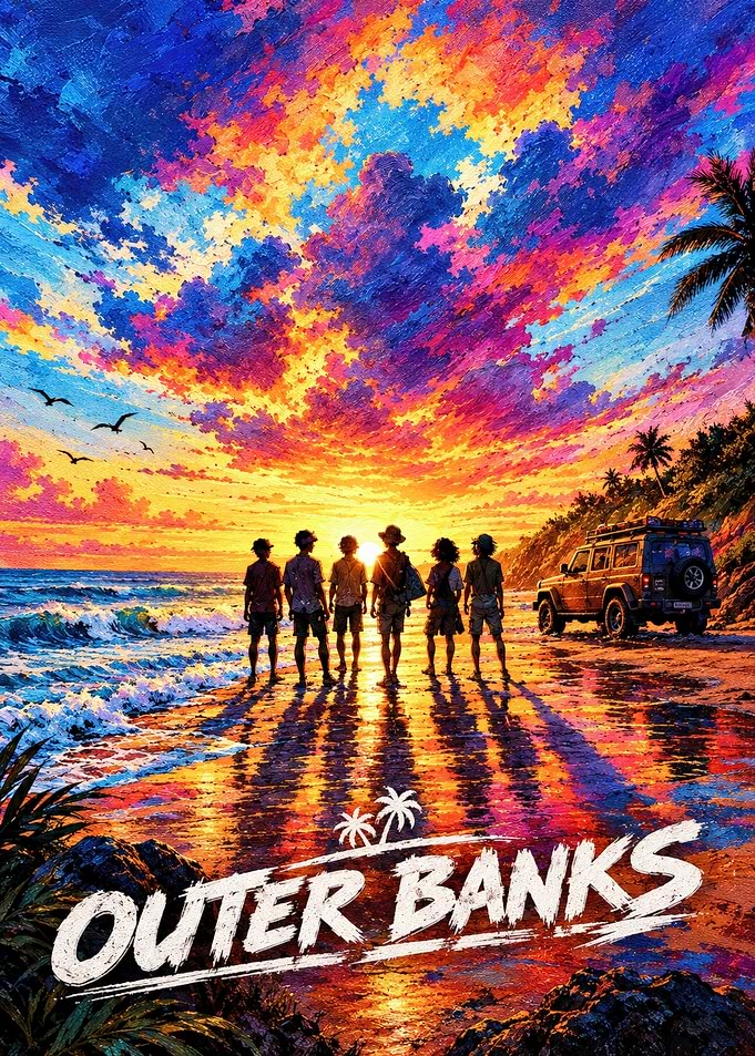 Outer Banks Sunset Group Poster
