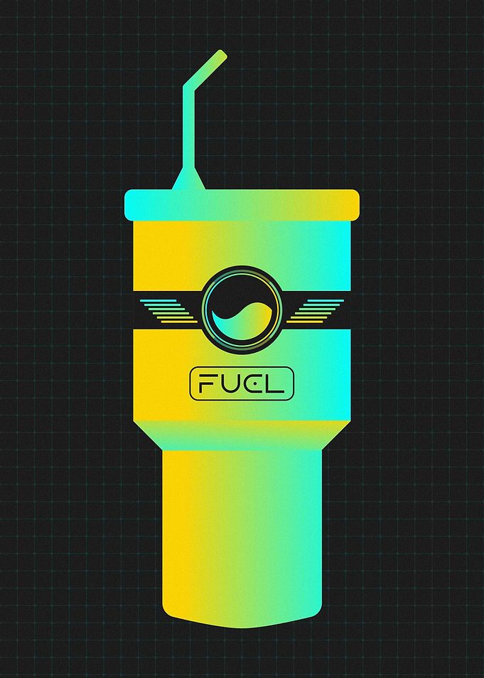 Minimalist Cyberpunk Fuel Drink Neon Tech Poster