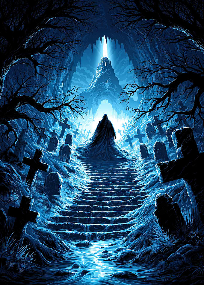 Dark Fantasy Graveyard Staircase