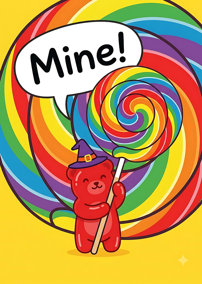 Cute Gummy Bear with Rainbow Lollipop