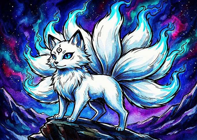 Nine-Tailed Fox Spirit in Space