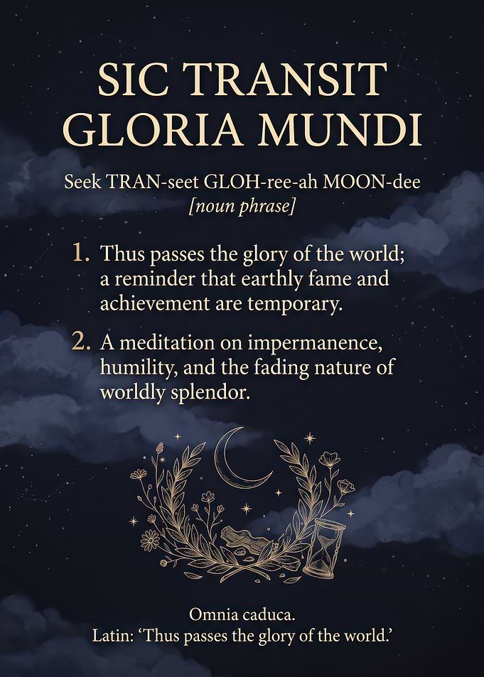 Sic Transit Gloria Mundi Definition Poster