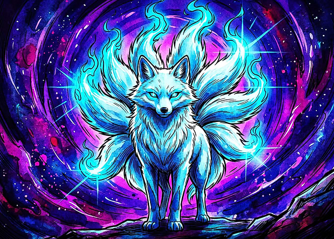 Nine-Tailed Fox Spirit in Space