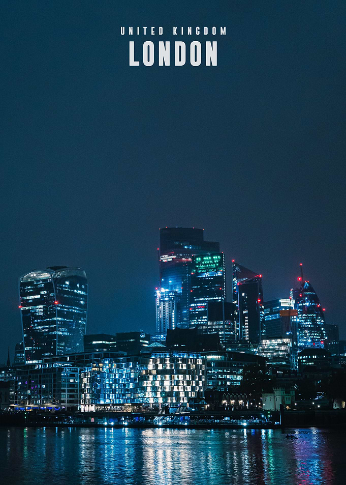 London Cityscape Night Skyline Poster