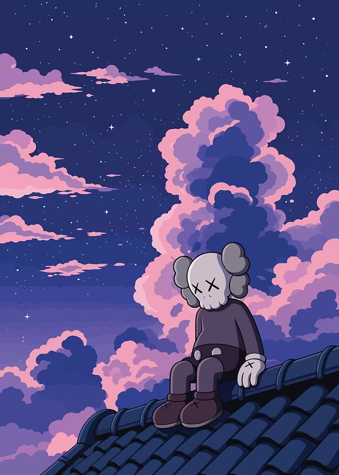 KAWS Sitting on Rooftop