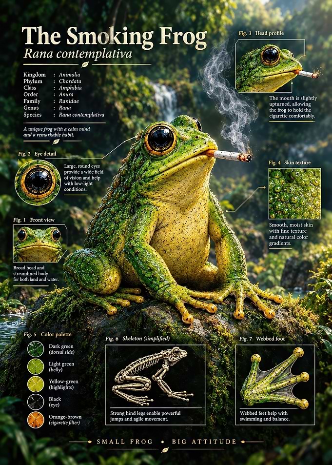 The Smoking Frog Scientific Infographic Poster