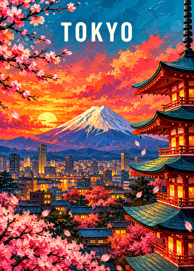 Tokyo Sunset with Mount Fuji