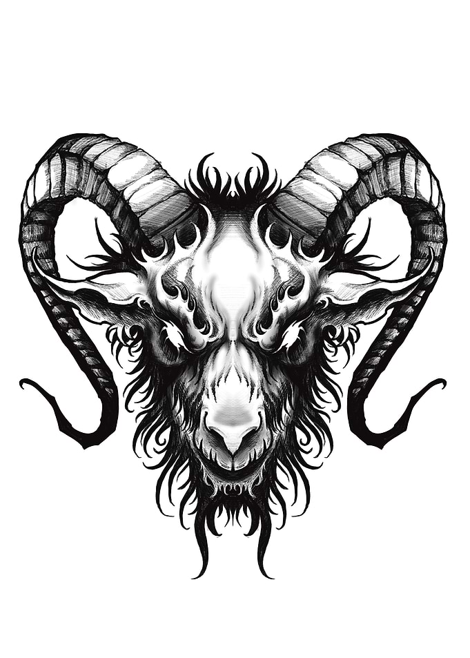 Perfect Chaos Black and White Goat Illustration