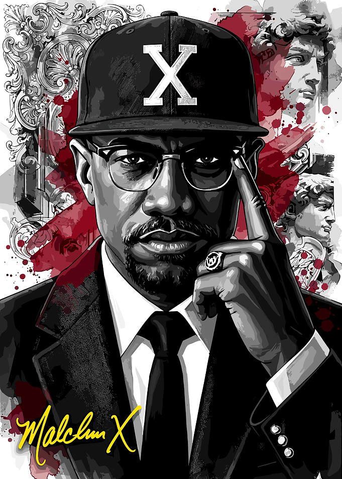 Malcolm X Stylized Portrait Art