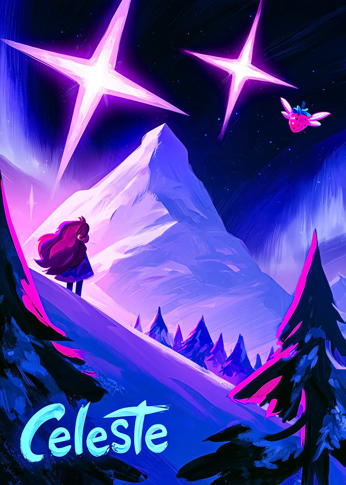Celeste Game Mountain Landscape Art
