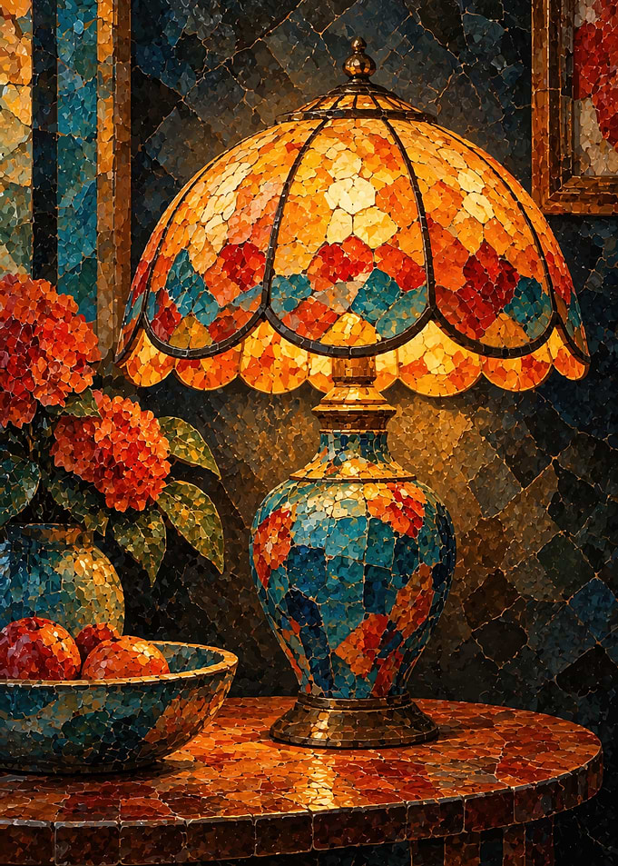 Mosaic Stained Glass Table Lamp