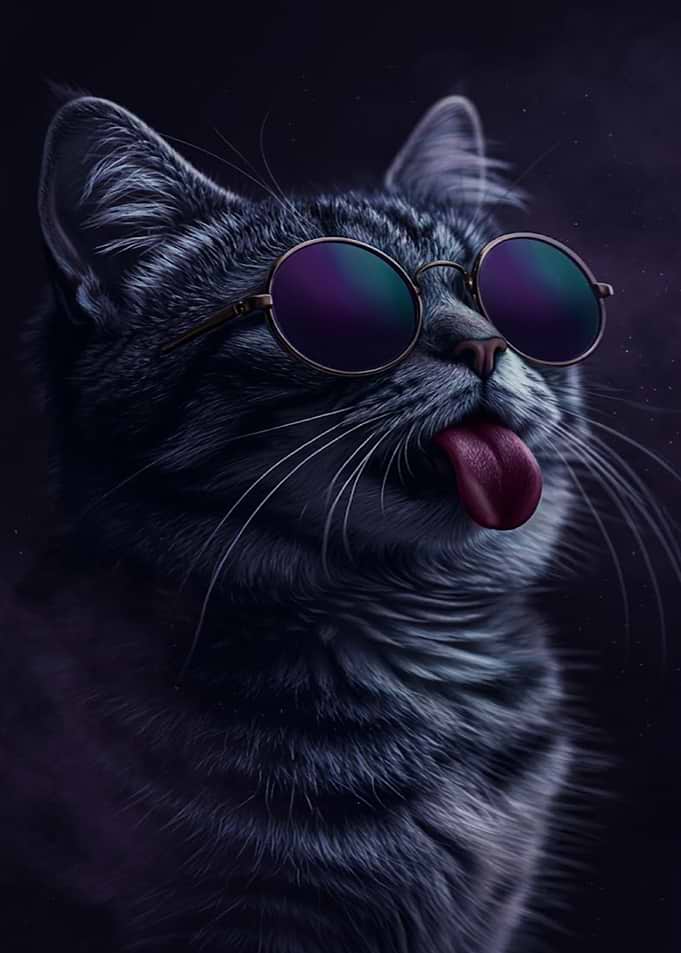 Cool Cat Wearing Round Sunglasses