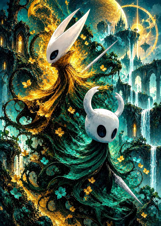 Hollow Knight and Hornet Fantasy Art