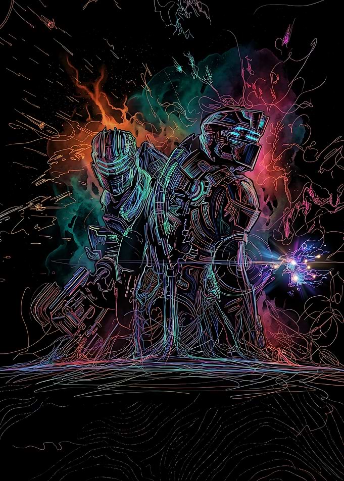 Dead Space Isaac Clarke Neon Art
