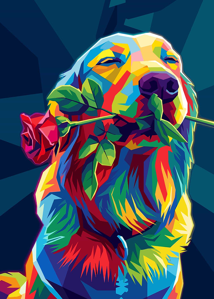 Colorful Pop Art Golden Retriever