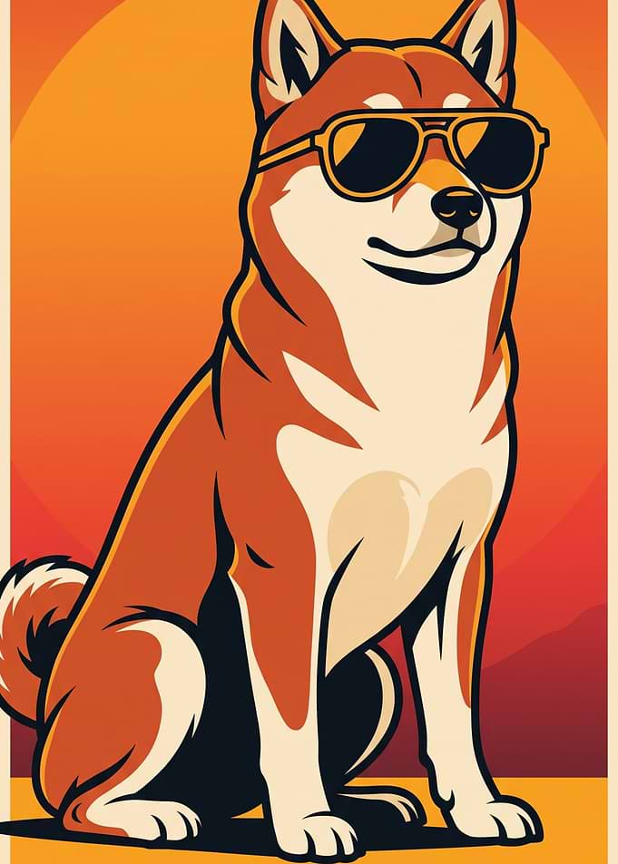 Sunset Shiba – Retro Pop Art Dog Poster